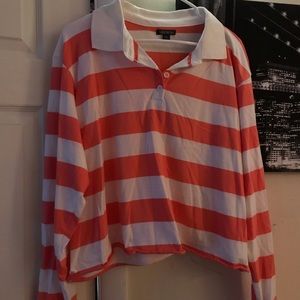 Stripped cropped collared shirt